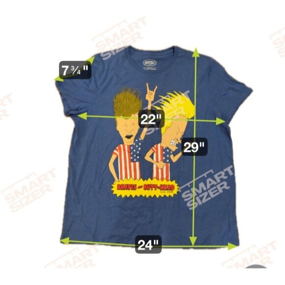 MTV Beavis And Butt-Head 2XL Patriotic T-Shirt 100% Cotton Blue Short Sleeve - Picture 4 of 5